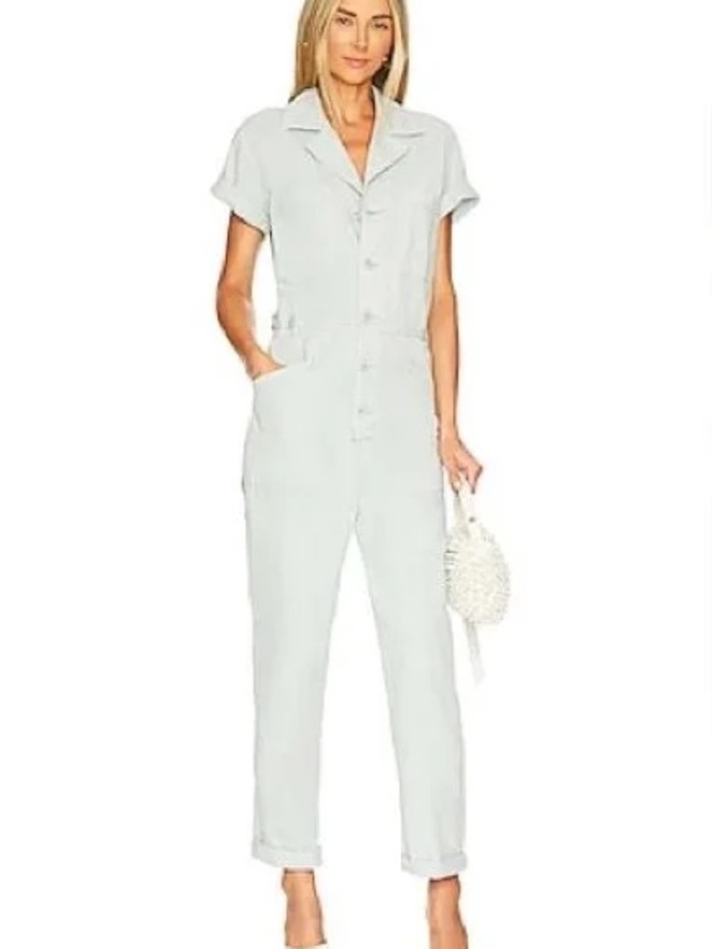 pistola Light Gray Short-Sleeve Utility Jumpsuit